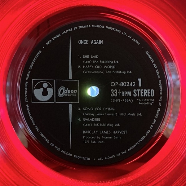 Once Again Japanese red vinyl pressing - label