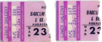 Ticket stubs from St. Louis concert, March 1976, courtesy Gregory L. Moore